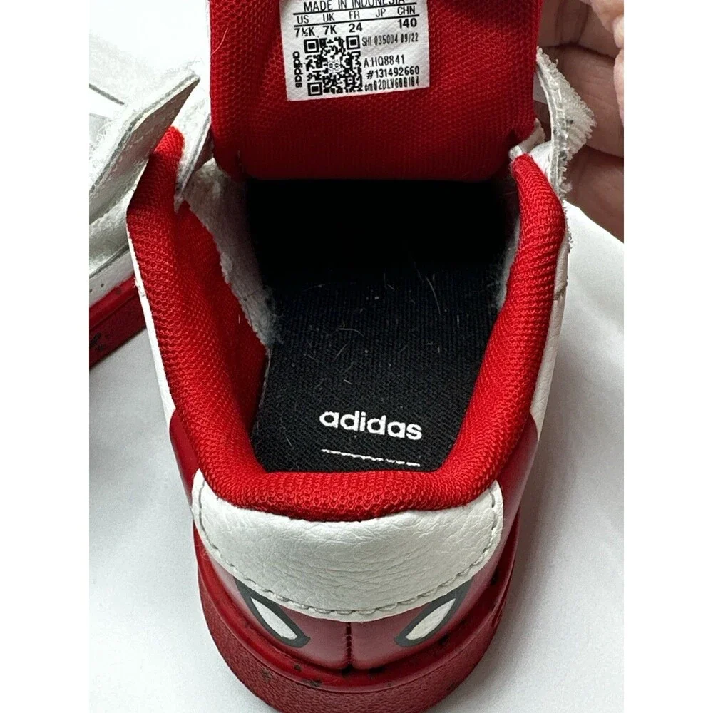 Adidas Marvel Spider-Man Advantage Toddler Shoes Size 7.5K White Red HQ8841